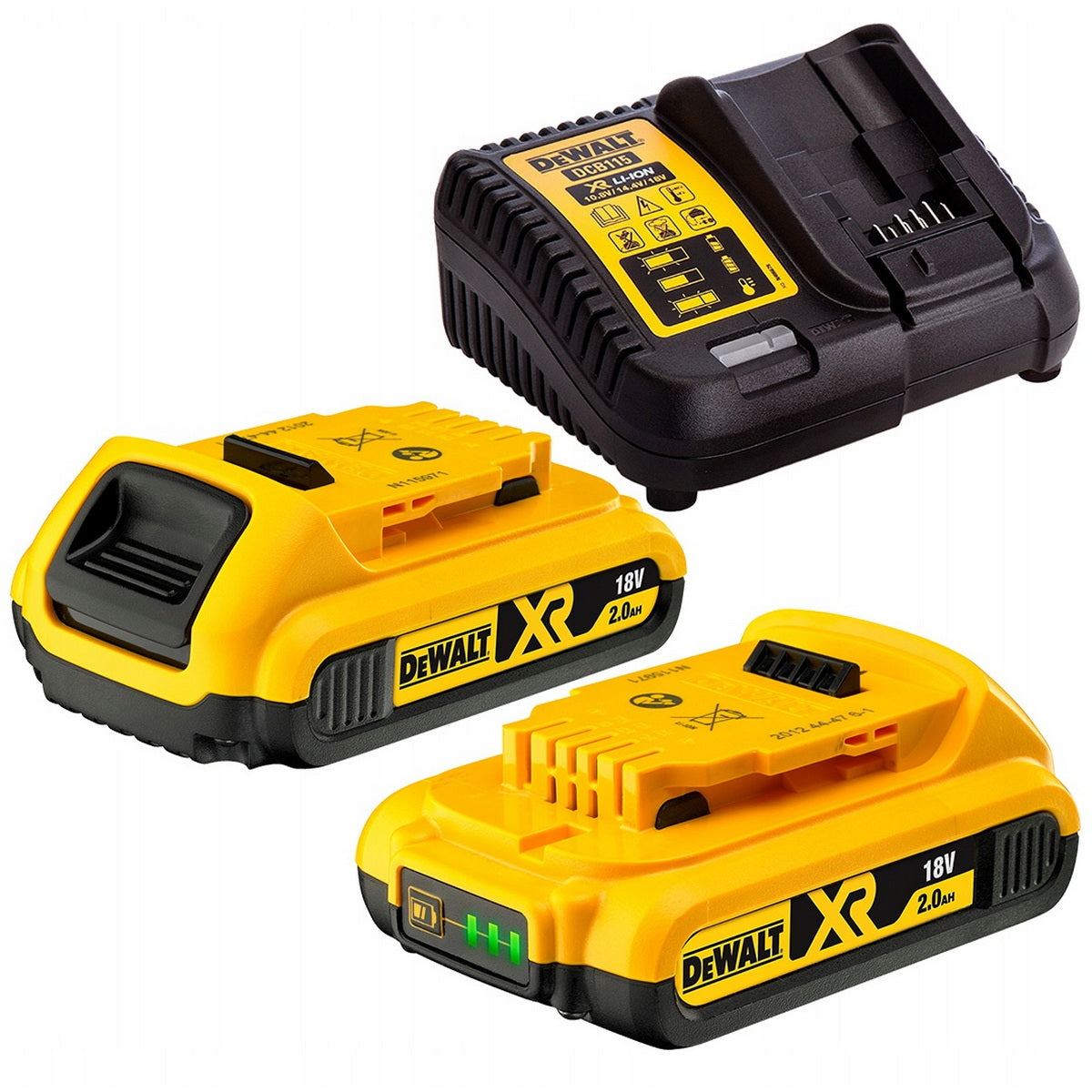 DeWalt DCB115D2-QW Σετ Φορτιστής DCB115 XR Flexvolt 18V Με 2 Μπαταρίες DCB183 18V Li-Ion XR 2.0Ah