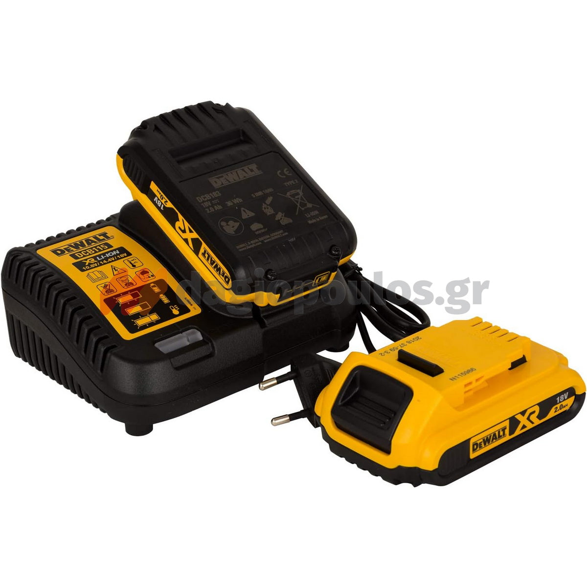 DeWalt DCB115D2-QW Σετ Φορτιστής DCB115 XR Flexvolt 18V Με 2 Μπαταρίες DCB183 18V Li-Ion XR 2.0Ah