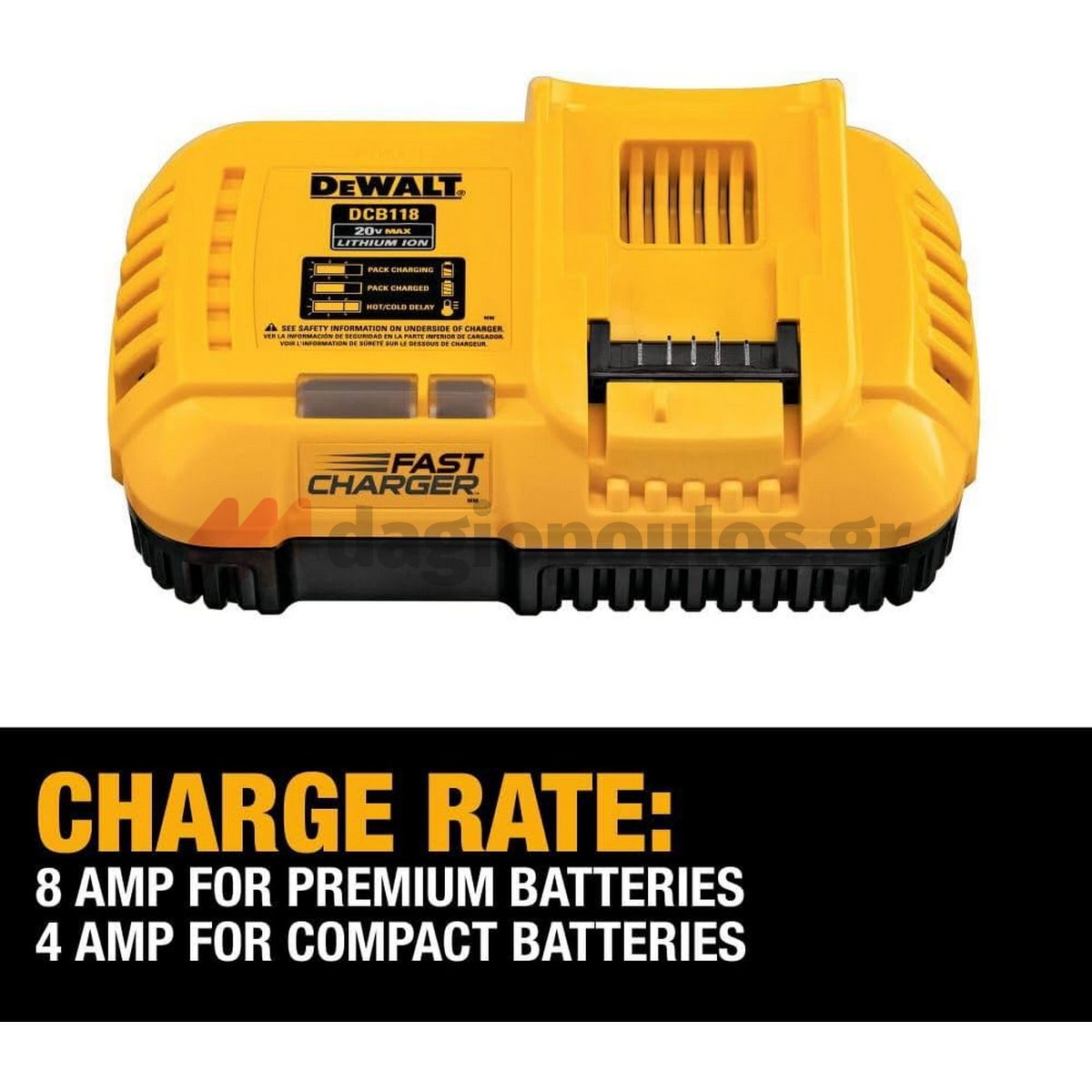DeWalt DCB118-QW Ταχυφορτιστής Μπαταριών XR Flexvolt Powerstack 8Α 10.8-12-14.4-18V Li-Ion