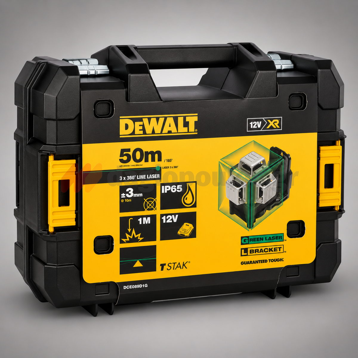 DeWalt DCE089D1G-QW Αλφάδι Laser 12V Πολλαπλών Γραμμών Πράσινο 3x360° Με Μπατ.2.0Ah - Φορτιστή - Βαλίτσα
