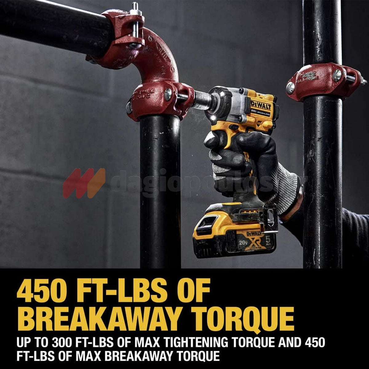 DeWalt DCF921H2T-QW Brushless Μπουλονόκλειδο Μπαταρίας 18V Li-Ion 1/2" 612Nm Με 2 Μπαταρίες 5.0Ah Powerstack & Βαλίτσα T-Stak
