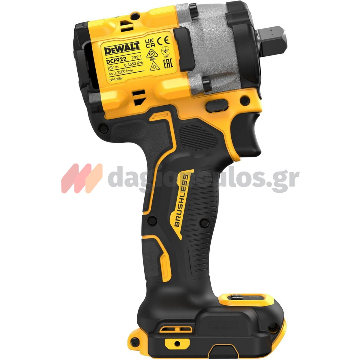 DeWalt DCF922NT-XJ Brushless Μπουλονόκλειδο Μπαταρίας 18V Li-Ion 1/2" SOLO Με Βαλίτσα T-Stak