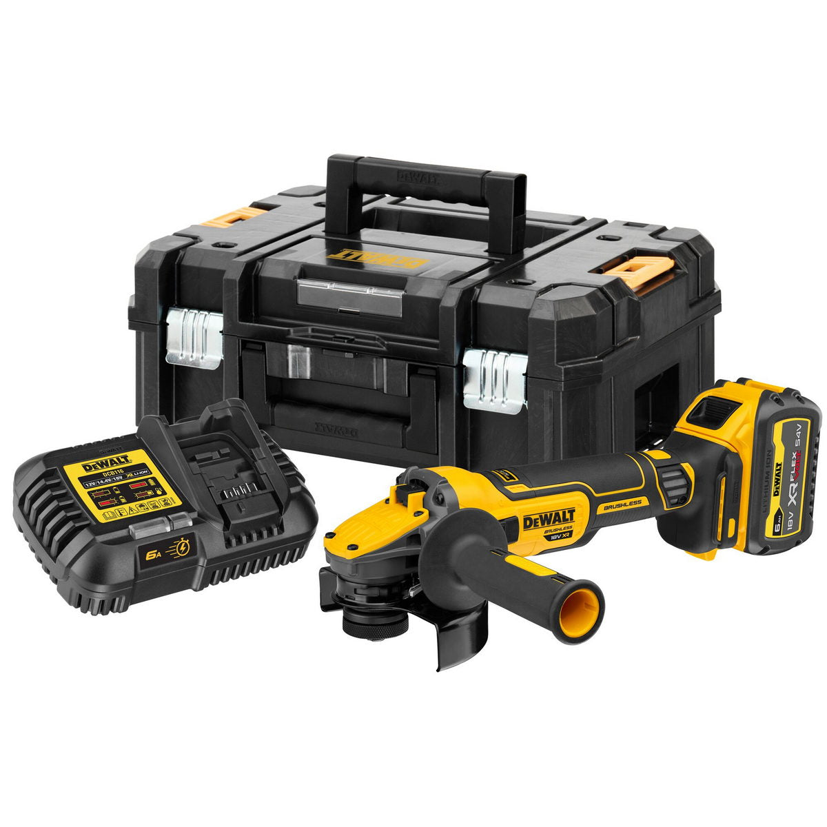 DeWalt DCG409T1-QW Brushless Γωνιακός Τροχός Μπαταρίας 18V Li-Ion 125mm Με Μπατ.6.0Ah - Φορτιστή - Βαλίτσα