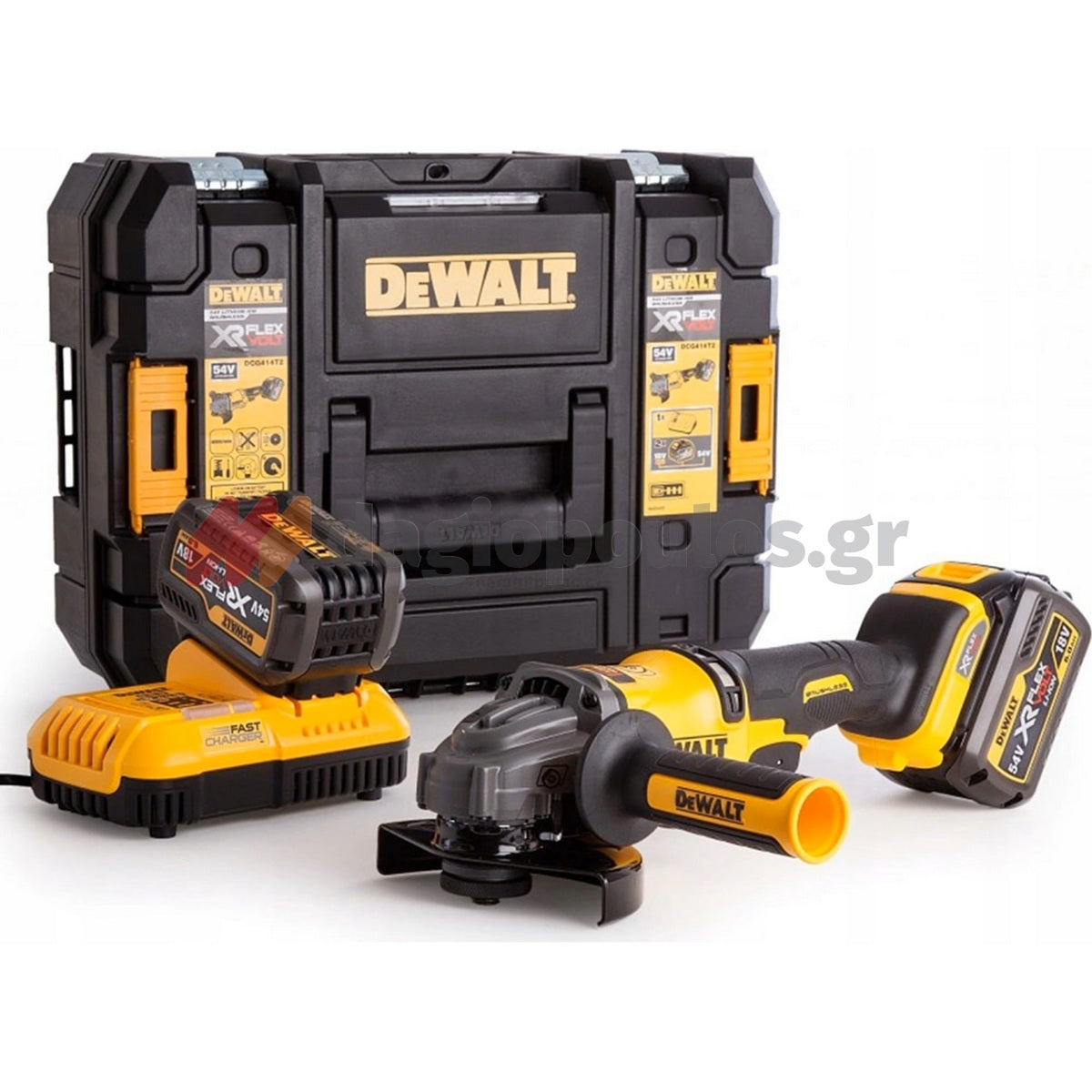 DeWalt DCG418T2-QW Brushless Γωνιακός Τροχός Μπαταρίας 54V Li-Ion 125mm Με 2 Μπατ.6.0Ah & Βαλίτσα T-Stak