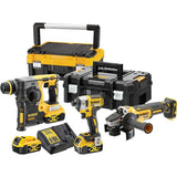DeWalt DCK305P3T-QW Brushless Συλλογή Πιστολέτο Πνευματικό, Παλμικό Κατσαβίδι, Γωνιακός Τροχός 18V Li-Ion Με 3 Μπατ.5.0Ah XR - Φορτιστή - 2 Βαλίτσες T-Stak