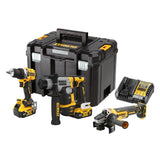 DeWalt DCK355P2T-QW Συλλογή Brushless Κρουστικό Δραπανοκατσάβιδο, Πνευματικό Πιστολέτο, Γωνιακό Τροχό 18V Li-Ion Με 2 Μπατ.5.0Ah XR - Φορτιστή - Βαλίτσα T-Stak