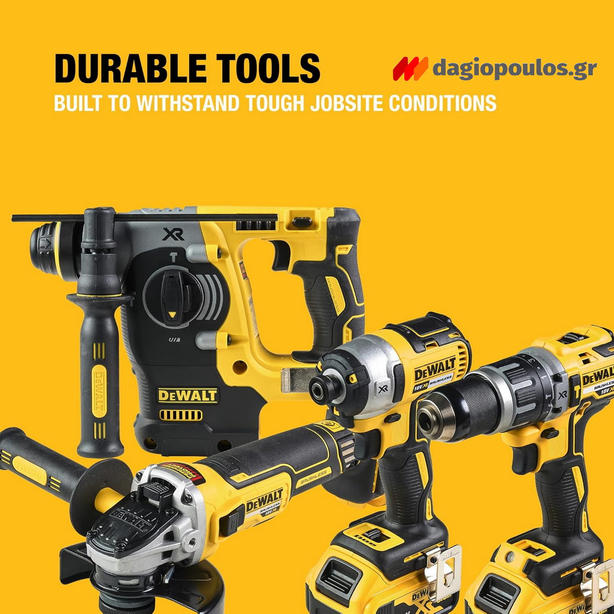 DeWalt DCK422P3T-QW Συλλογή Πνευματικό Πιστολέτο, Παλμικό Κατσαβίδι, Γωνιακός Τροχός, Κρουστικό Δραπανοκατσάβιδο 18V Li-Ion Με 3 Μπατ.5.0Ah XR - Φορτιστή - 2 Βαλίτσες T-Stak