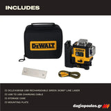 DeWalt DCLE14361GB Αλφάδι Laser 3x360° Πολλαπλών Γραμμών Πράσινης Δέσμης Επαναφορτιζόμενο (USB-C)