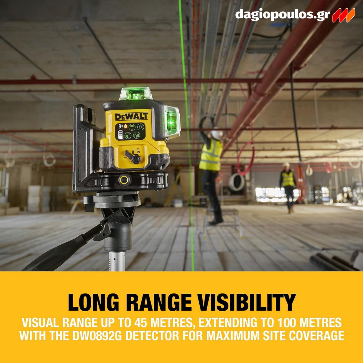 DeWalt DCLE14361GB Αλφάδι Laser 3x360° Πολλαπλών Γραμμών Πράσινης Δέσμης Επαναφορτιζόμενο (USB-C)