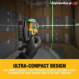 DeWalt DCLE14361GB Αλφάδι Laser 3x360° Πολλαπλών Γραμμών Πράσινης Δέσμης Επαναφορτιζόμενο (USB-C)