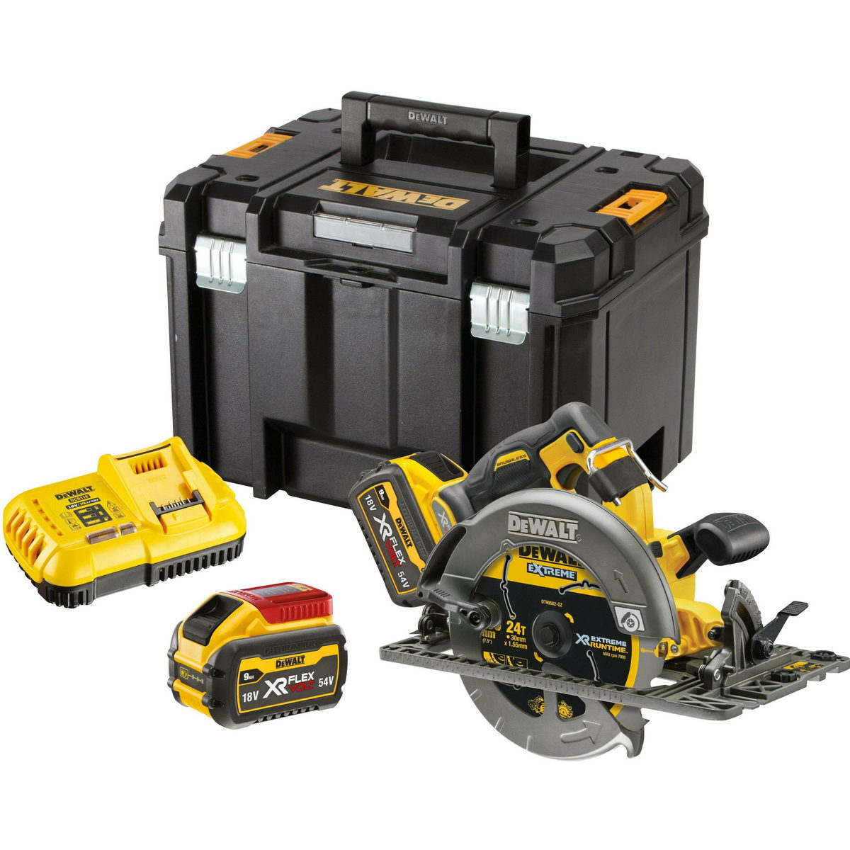 DeWalt DCS579X2-QW Brushless Δισκοπρίονο Χειρός Μπαταρίας 54V XR FLEXVOLT Με 2 Μπατ.9.0Ah - Βαλίτσα T-Stak