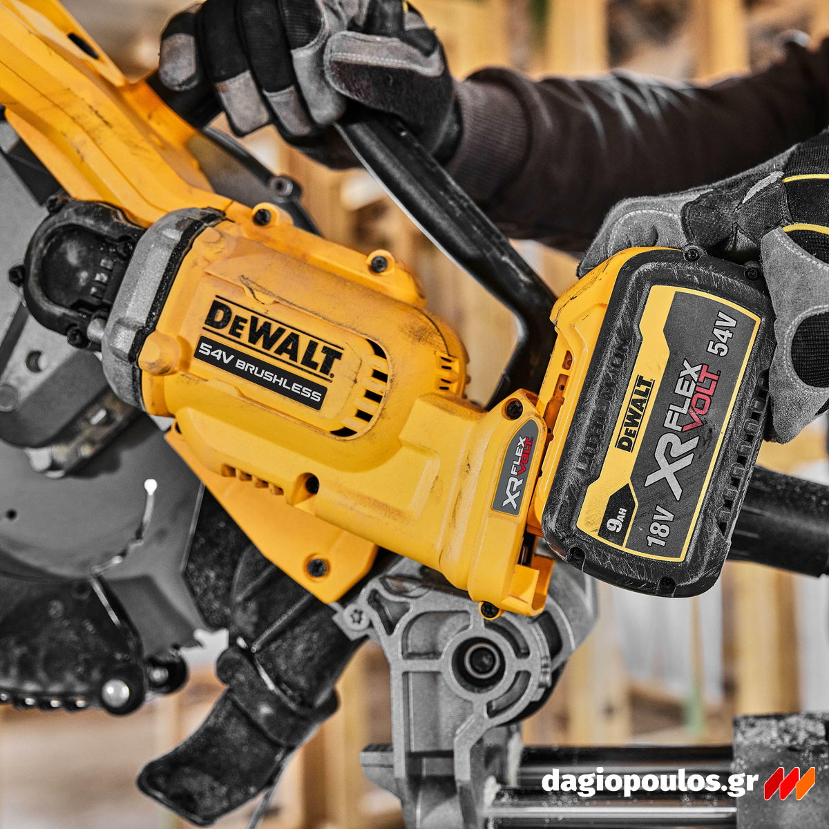 DeWalt DCS781N-XJ Brushless Φαλτσοπρίονο Πάγκου Συρόμενο (Radial) Μπαταρίας 54V XR FLEXVOLT 305mm SOLO
