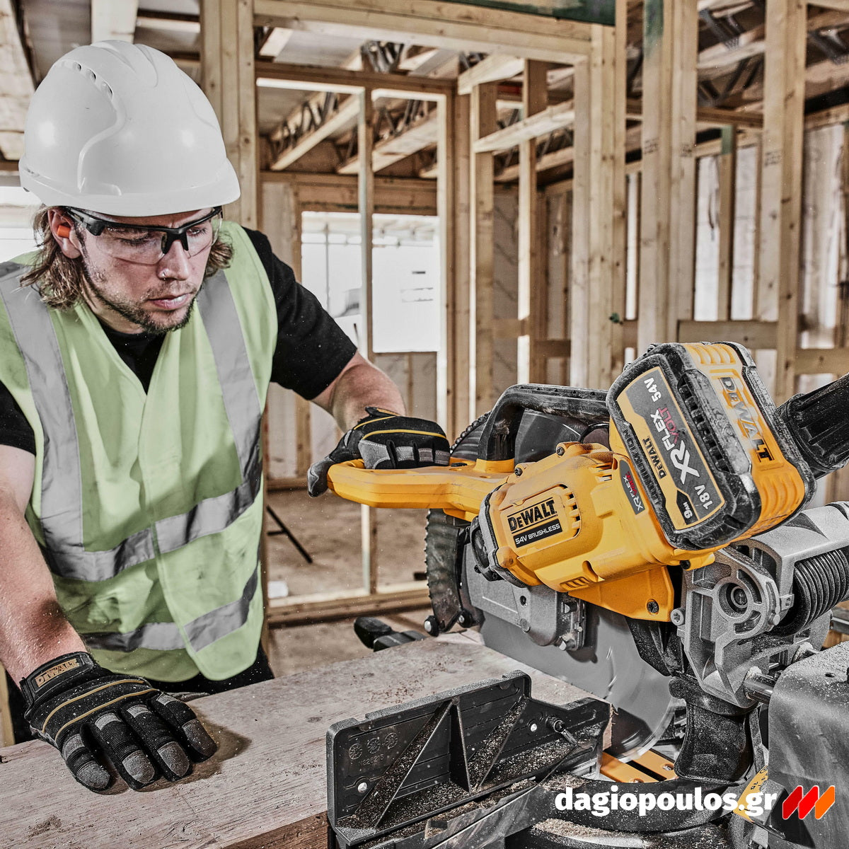 DeWalt DCS781N-XJ Brushless Φαλτσοπρίονο Πάγκου Συρόμενο (Radial) Μπαταρίας 54V XR FLEXVOLT 305mm SOLO