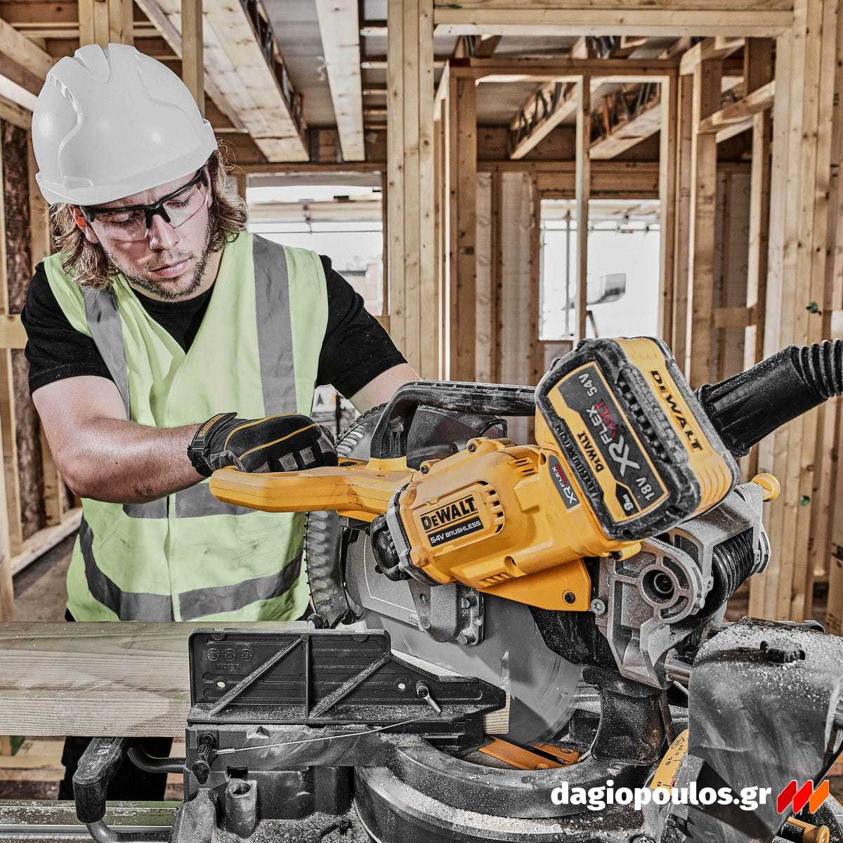 DeWalt DCS781N-XJ Brushless Φαλτσοπρίονο Πάγκου Συρόμενο (Radial) Μπαταρίας 54V XR FLEXVOLT 305mm SOLO