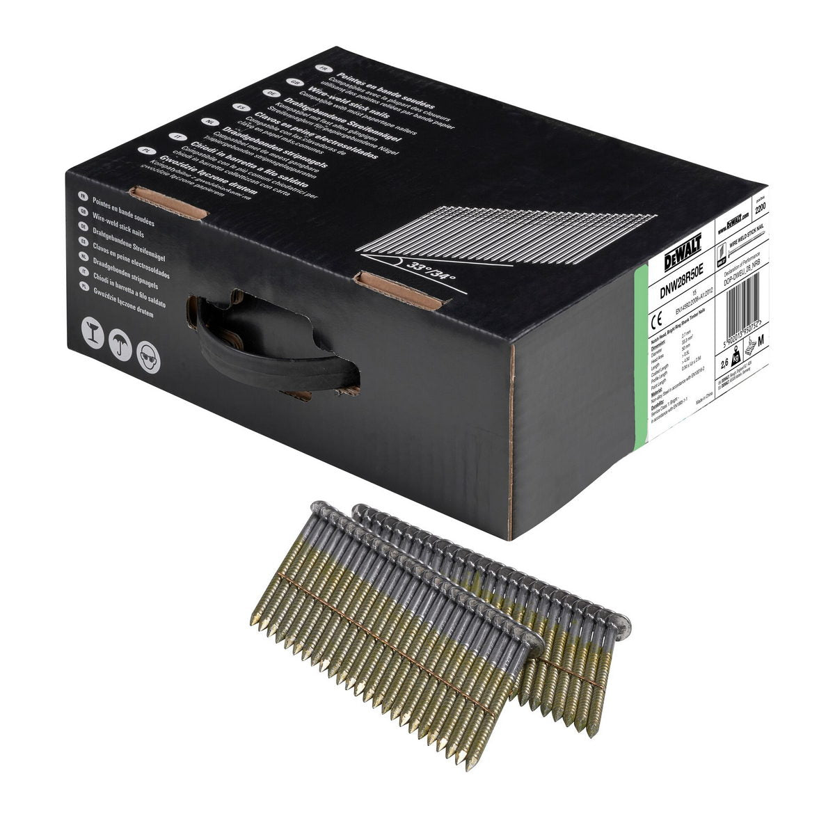 DeWalt DNW28R50E Καρφιά Με Κλίση 33 μοιρών G12 2.8mm x 50mm Για Καρφωτικά Σετ 2200 Τεμ