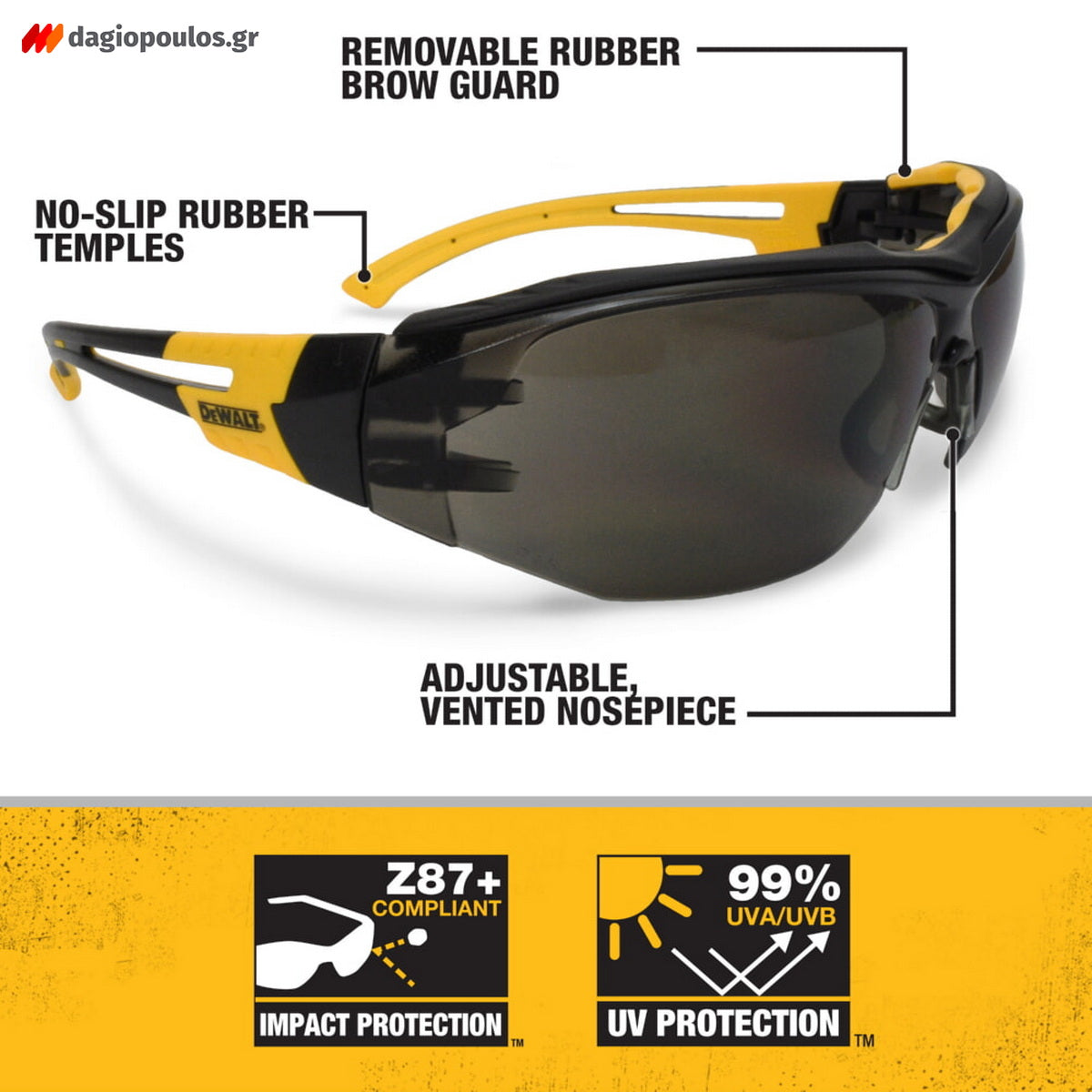 DeWalt DPG108-2D Γυαλιά Προστασίας Εργαζομένων Φιμέ Ανοικτού Τύπου