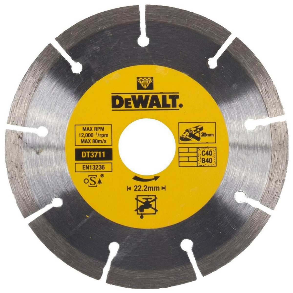 DeWalt DT3711-QZ Δίσκος Διαμαντέ (Διαμαντόδισκος) Κοπής Δομικών Υλικών 125mm