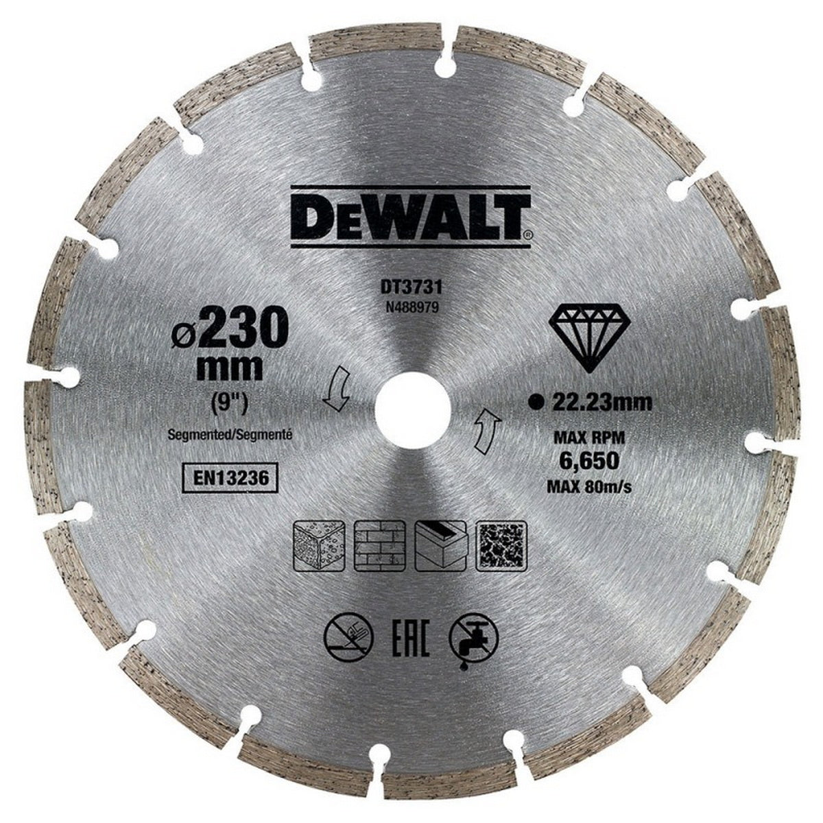 DeWalt DT3731-QZ Δίσκος Διαμαντέ (Διαμαντόδισκος) Κοπής Δομικών Τούβλου Σκυροδέματος 230mm