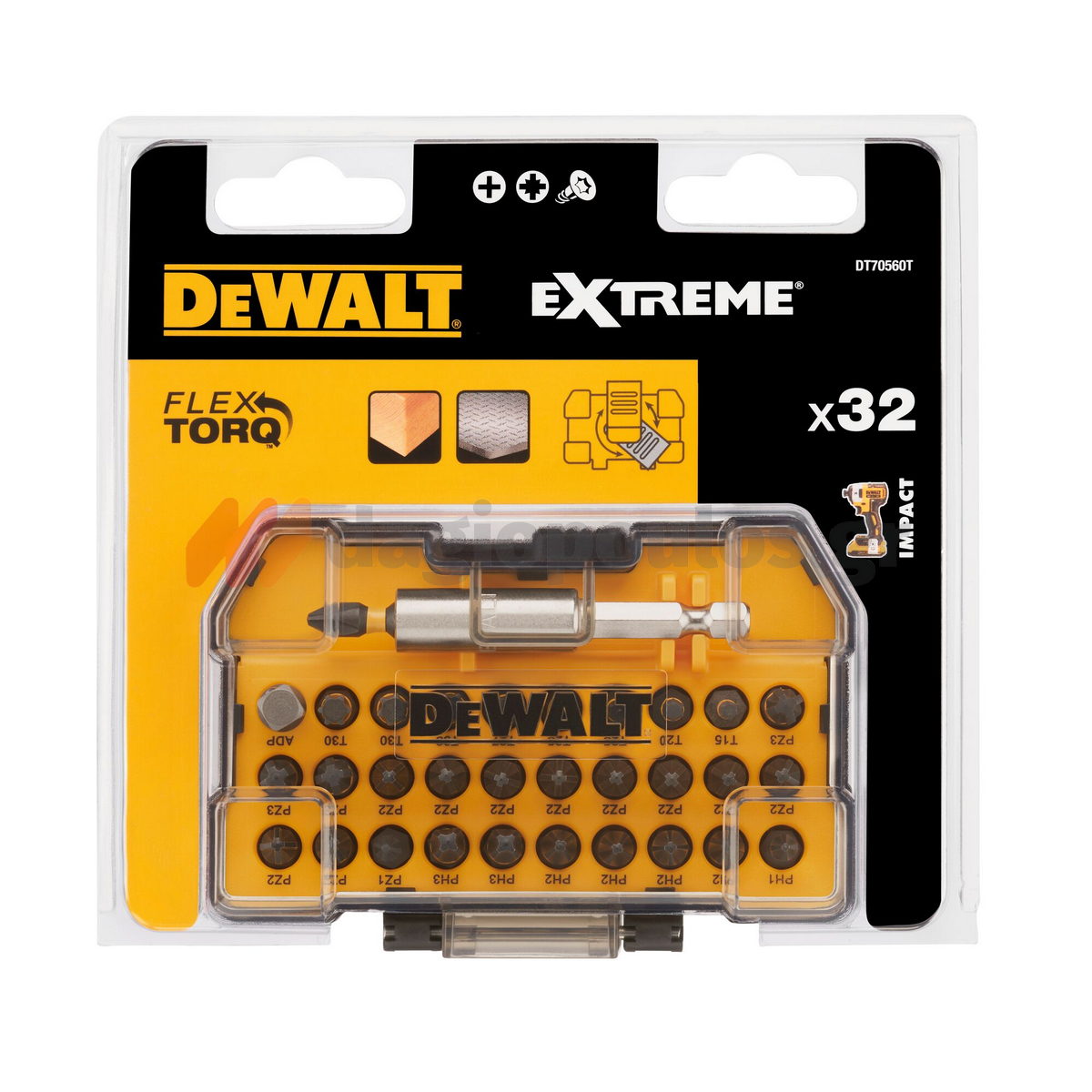 DeWalt DT70560T-QZ Extreme Flextorq Impact Torsion Συλλογή Mύτες Βιδώματος Σετ 32 Τεμ