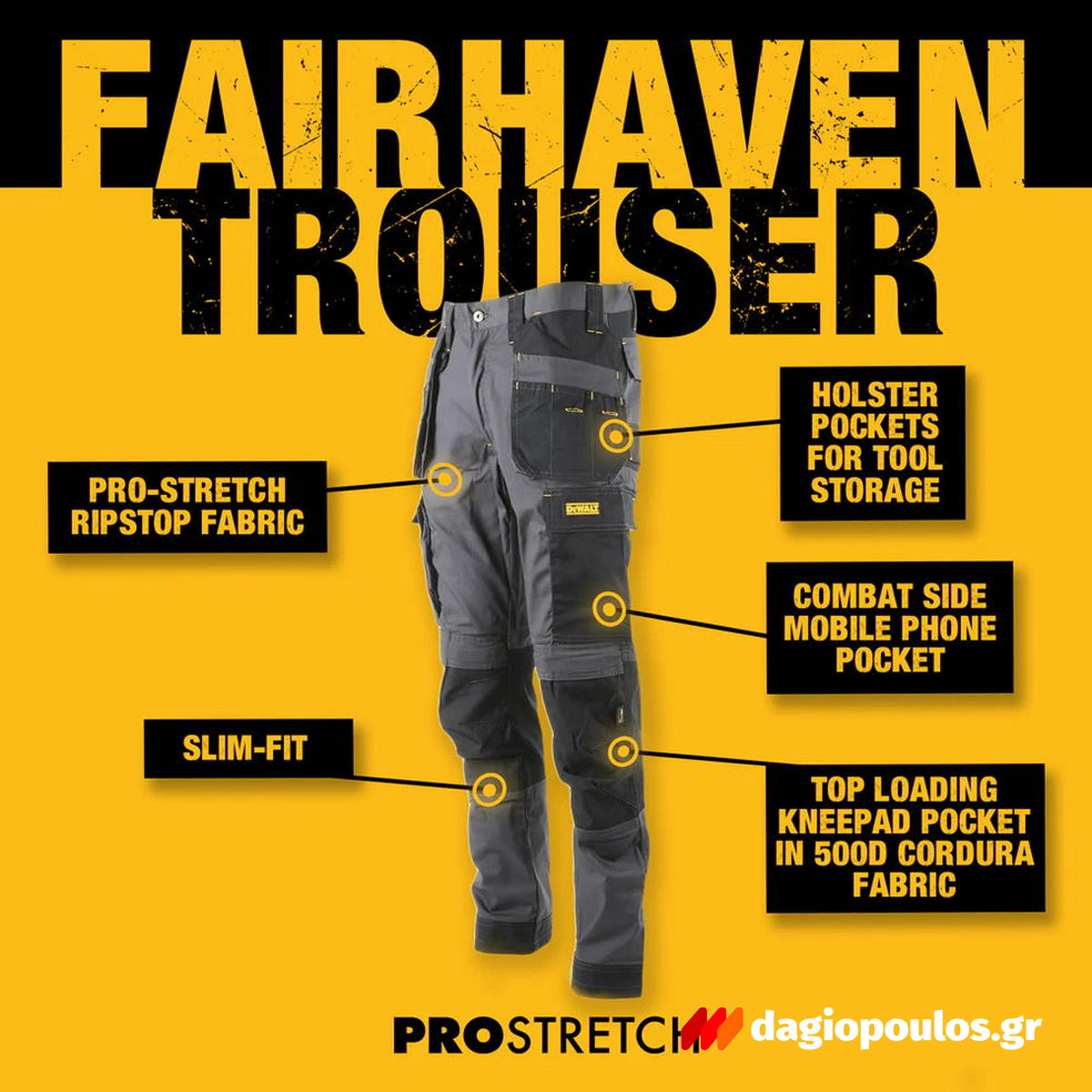 DeWalt DWC192-004 Fairhaven Trousers Παντελόνι Εργασίας Γκρι