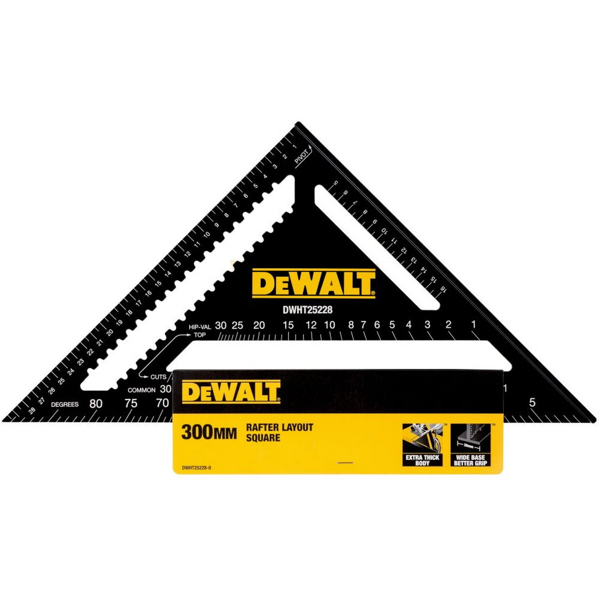 DeWalt DWHT25228-0 Επαγγελματικός Χάρακας - Τρίγωνο - Γωνιόμετρο Μέτρησης & Σχεδιασμού Αλουμινίου 300mm