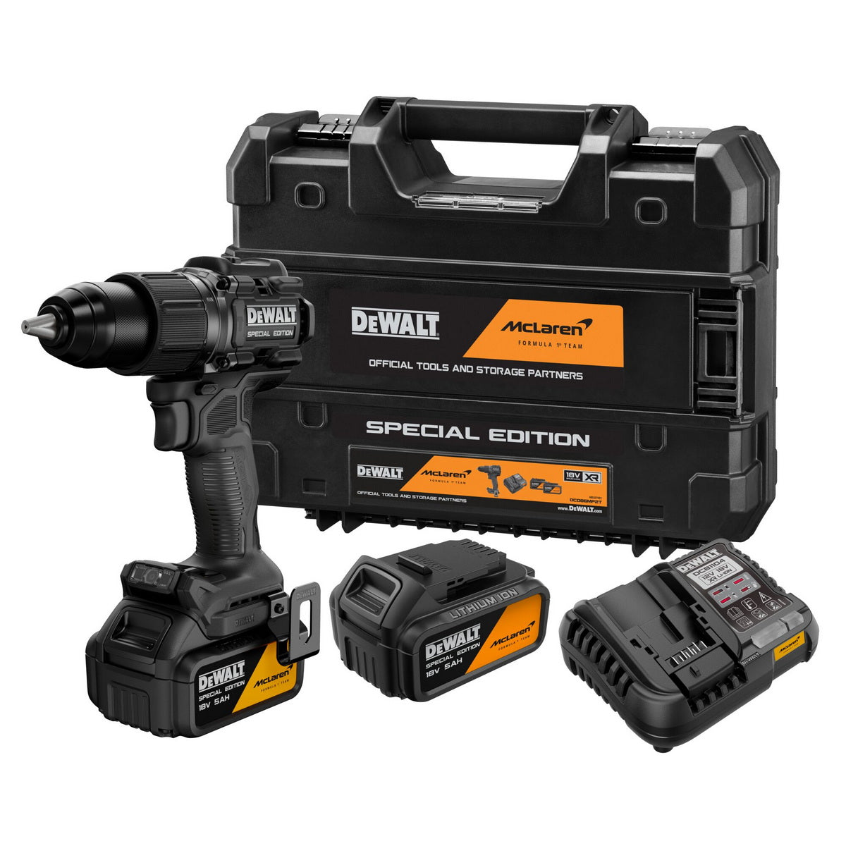 DeWalt McLaren DCD86MP2T-QW Κρουστικό Δραπανοκατσάβιδο 18V Li-Ion Με 2 Μπατ.5.0Ah - Βαλίτσα T-STAK