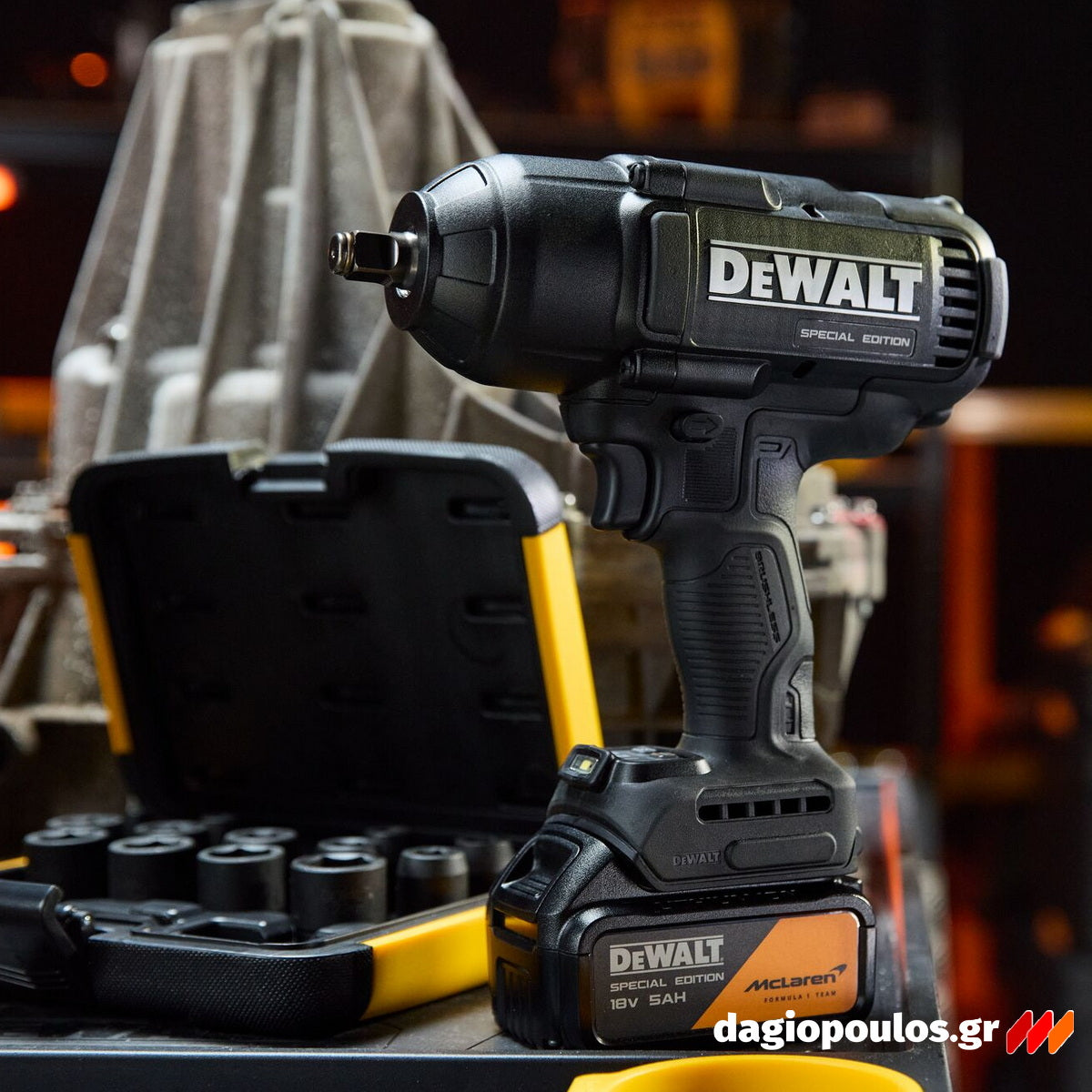 DeWalt McLaren DCK3222MP2T-QW Συλλογή Brushless Δραπανοκατσάβιδο, Τροχός & Μπουλονόκλειδο 18V Με 2 Μπατ.5.0Ah - Βαλίτσα T-Stak