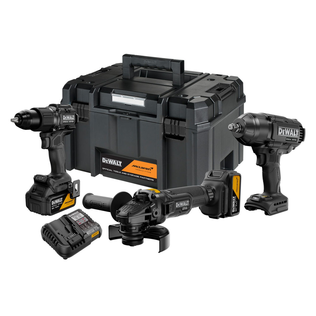DeWalt McLaren DCK3222MP2T-QW Συλλογή Brushless Δραπανοκατσάβιδο, Τροχός & Μπουλονόκλειδο 18V Με 2 Μπατ.5.0Ah - Βαλίτσα T-Stak