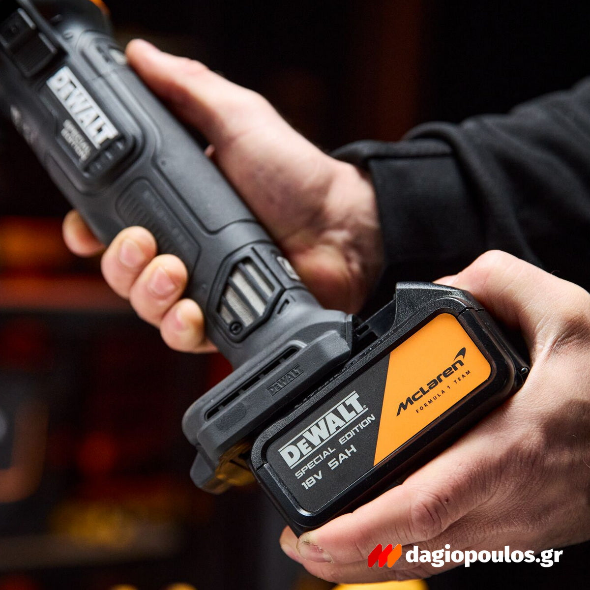 DeWalt McLaren DCK2223MP2T-QW Σετ Κρουστικό Δραπανοκατσάβιδο & Γωνιακός Τροχός 18V XR Με 2 Μπατ.5.0Ah-Βαλίτσα Μπαούλο T-Stak