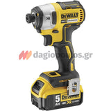 DeWalt DCF887P2-QW Brushless Παλμικό Κατσαβίδι Μπαταρίας 18V Li-Ion 1/4" 205Nm Με 2 Μπατ.5.0Ah & Βαλίτσα T-Stak