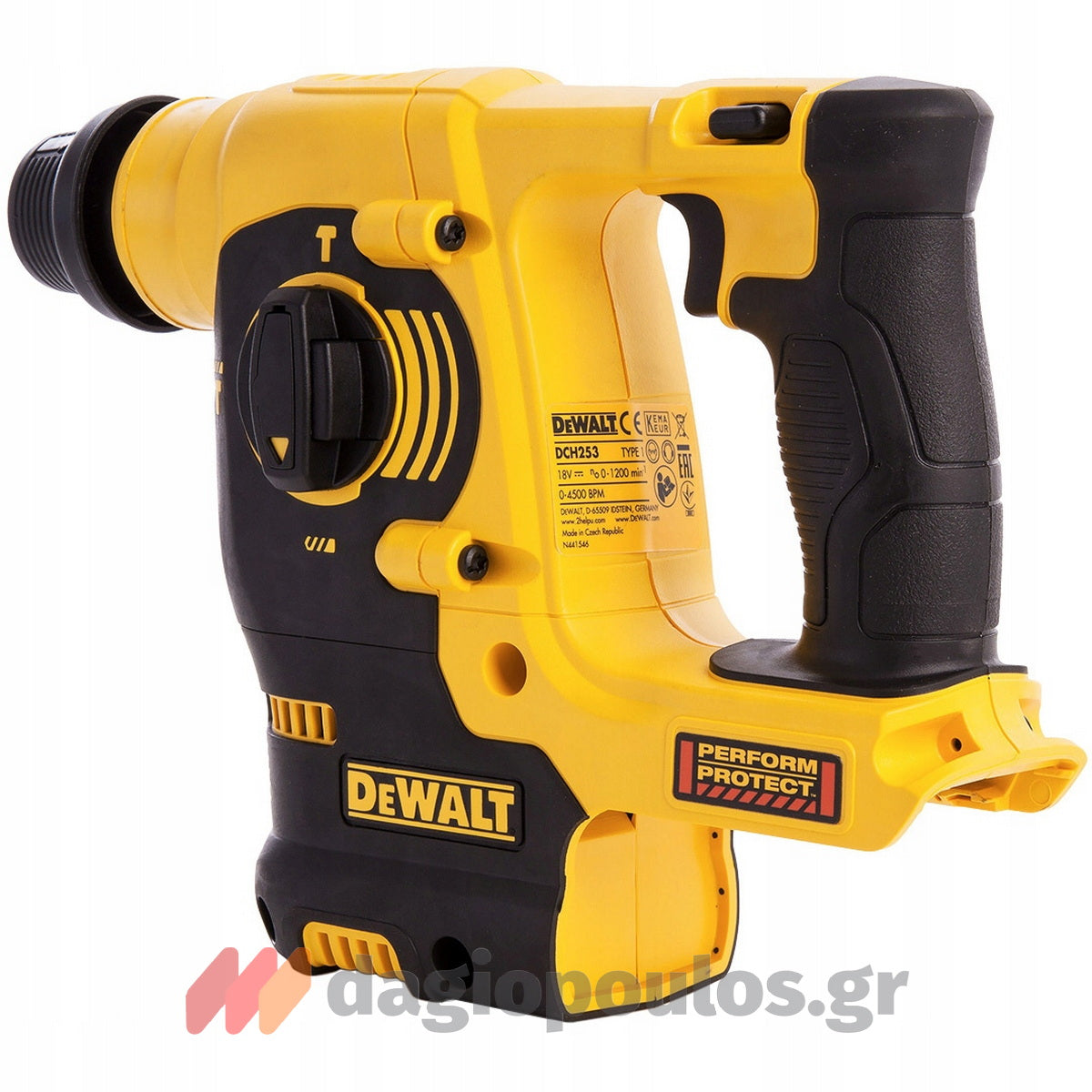 DeWalt DCH253N-XJ SDS Plus Brushless Σκαπτικό Πνευματικό Πιστολέτο Μπαταρίας 2.1J 2.5Kgr 18V Li-Ion SOLO