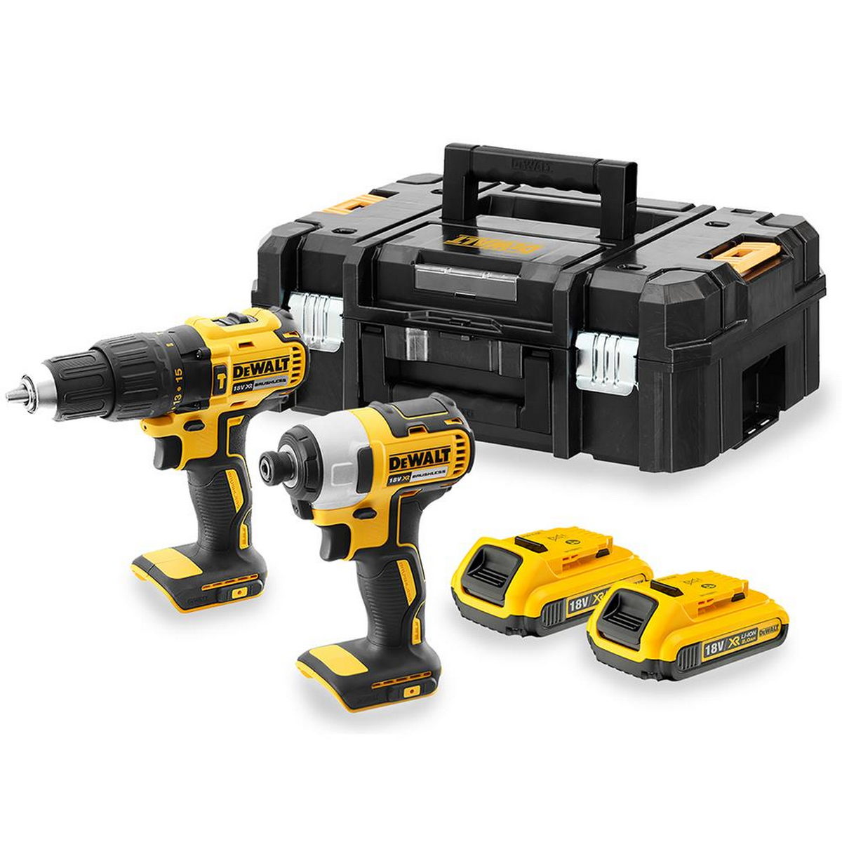 DeWalt DCK2060D2T-QW Brushless Συλλογή Κρουστικό Δραπανοκατσάβιδο & Παλμικό Κατσαβίδι 18V Li-Ion Με 2 Μπαταρίες 2.0Ah & Βαλίτσα