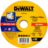 DeWalt DT20594-QZ Δίσκος Κοπής Αλουμινίου - Ανοξείδωτου (Inox) Λεπτός 125mm Σετ 25 Τεμ