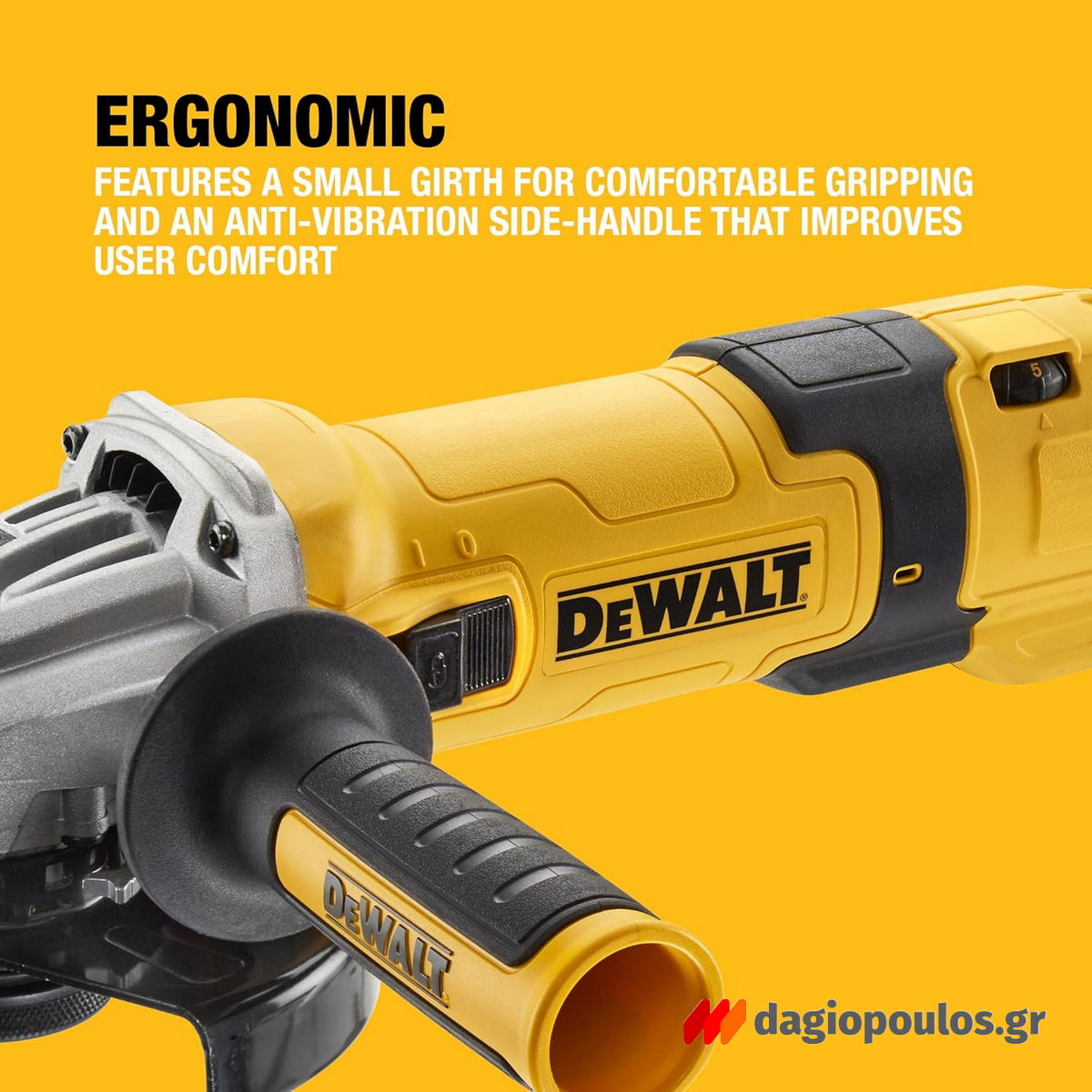 Dewalt DWE4257KT-QS Ηλεκτρικός Γωνιακός Τροχός 1500W 125mm Ρυθμιζόμενος Me Θόλο λείανσης - Βαλίτσα