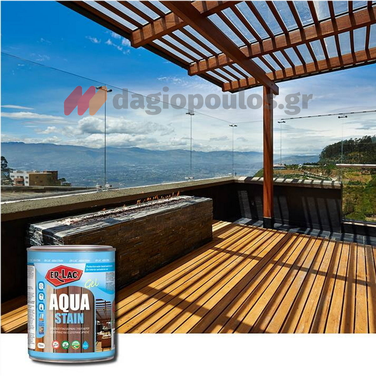 Erlac Aqua Stain Άοσμο Υδατοδιαλυτό Βερνίκι Εμποτισμού Ξύλου Ματ 2004 Όρεγκον