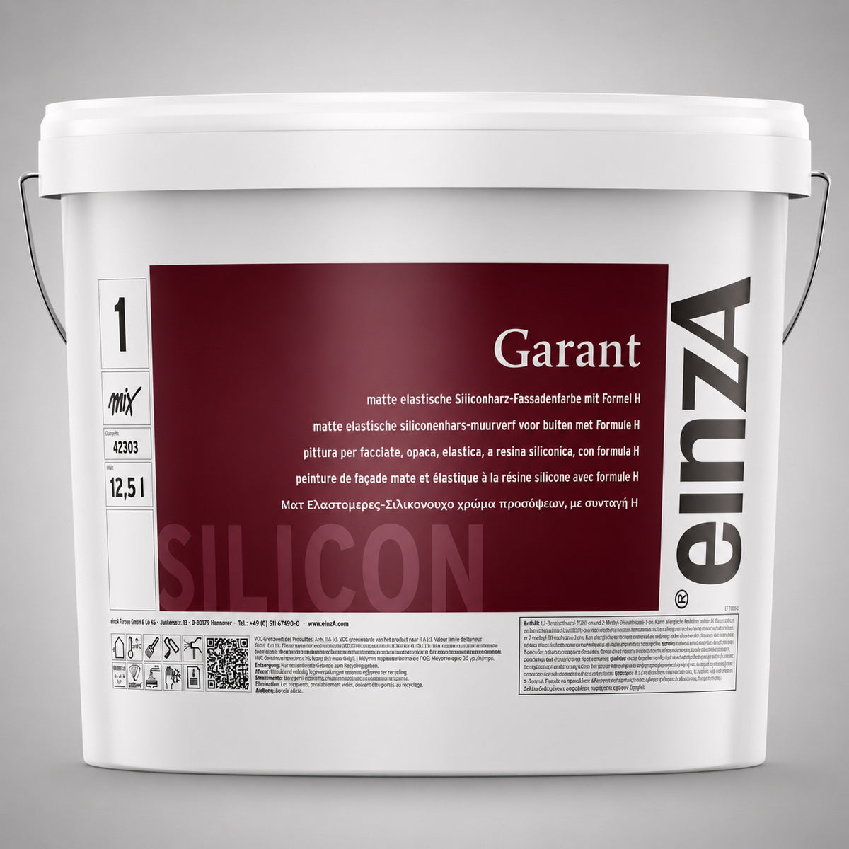 einzA Garant Σιλικονούχο Ελαστομερές Αυτοκαθαριζόμενο Χρώμα Εξωτερικής Τοιχοποιίας ΛΕΥΚΟ