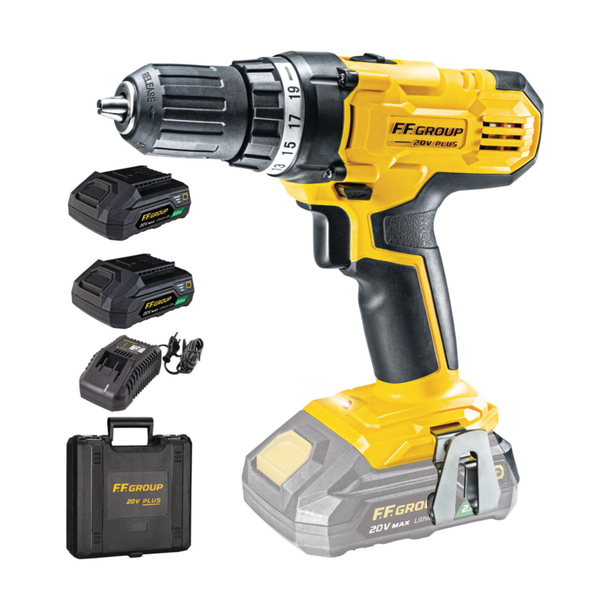 FF Group CDD40 20V PLUS 41315 Δραπανοκατσάβιδο Μπαταρίας 20V Li-Ion Με 2 Μπαταρίες 2.0Ah & Βαλίτσα
