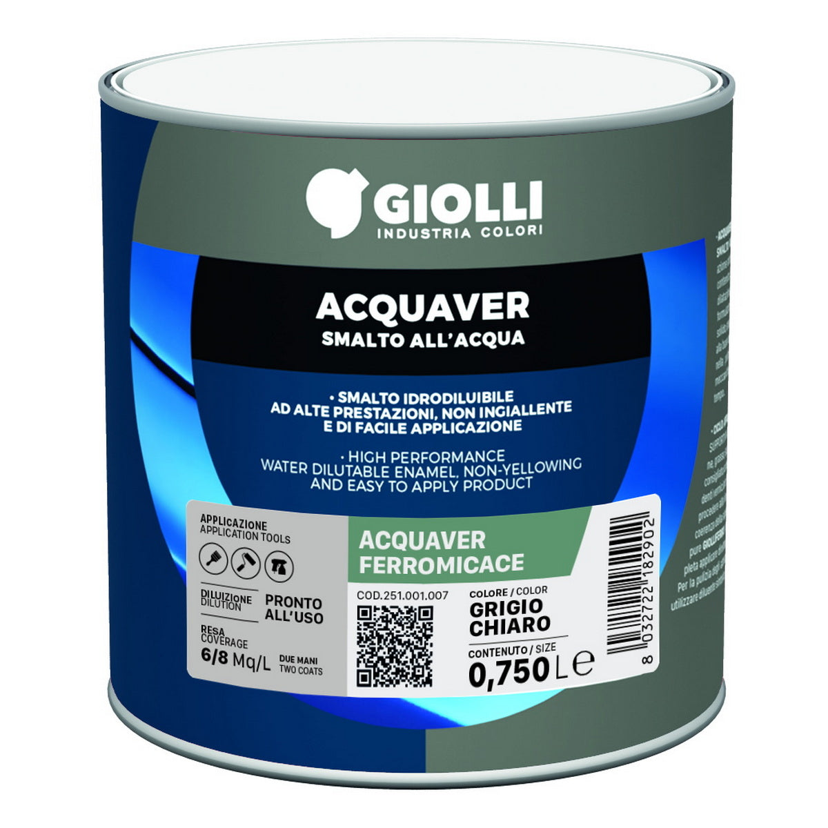 Giolli 762 Acquaver Ferromicace Ανάγλυφο Ματ Αντισκωριακό Χρώμα Μετάλλων ΝΕΡΟΥ Grigio Grafite
