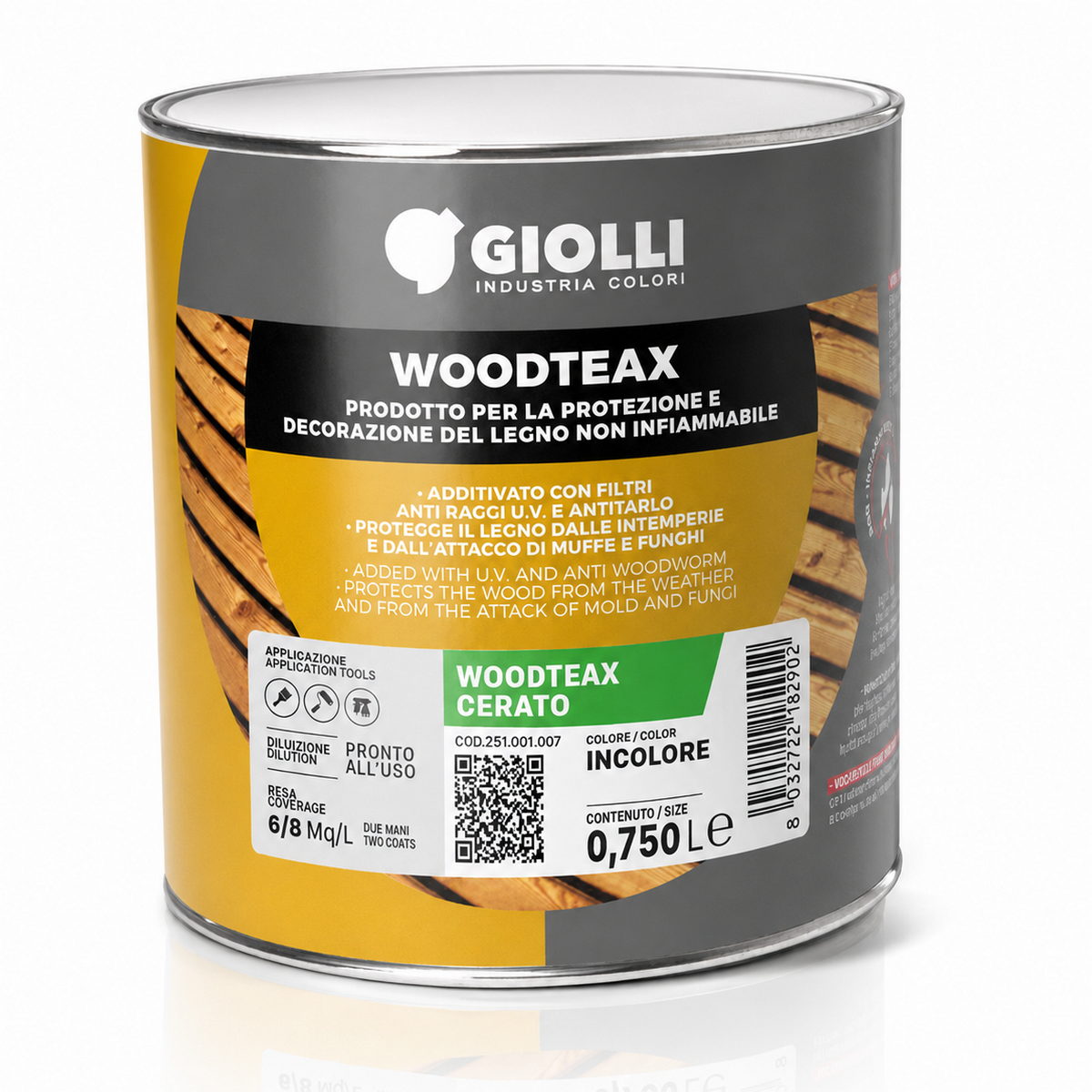 Giolli 262 Woodteax Impregnante Cerato Βερνίκι Εμποτισμού Ξύλου Διαλύτου Εξωτερικής Χρήσης Με Κερί