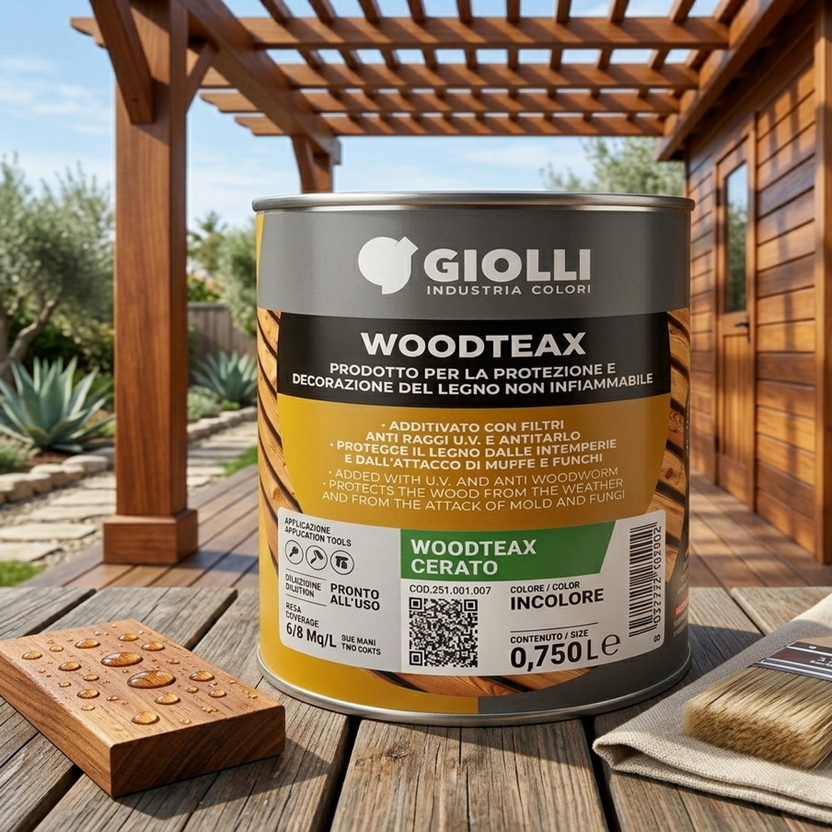 Giolli 262 Woodteax Impregnante Cerato Βερνίκι Εμποτισμού Ξύλου Διαλύτου Εξωτερικής Χρήσης Με Κερί