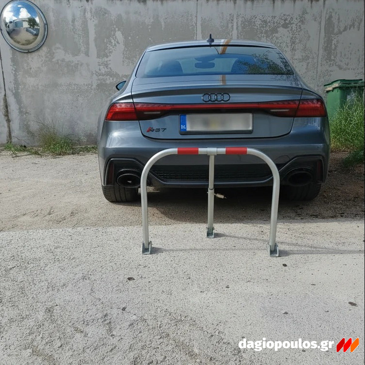 Μπάρα Παρεμπόδισης Παρκαρίσματος Αρθρωτή Γαλβανιζέ Τύπου C Με 3 Πόδια Οικονομική