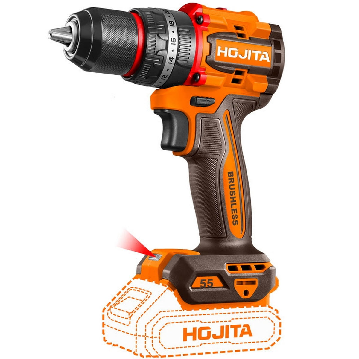 Hojita HJIDL205581 Brushless Κρουστικό Δραπανοκατσάβιδο Μπαταρίας 55Nm 20V Li-Ion SOLO