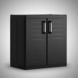 Keter Detroit Base XL Ντουλάπα Δίφυλλη Χαμηλή Με 2 Ράφια Μαύρη