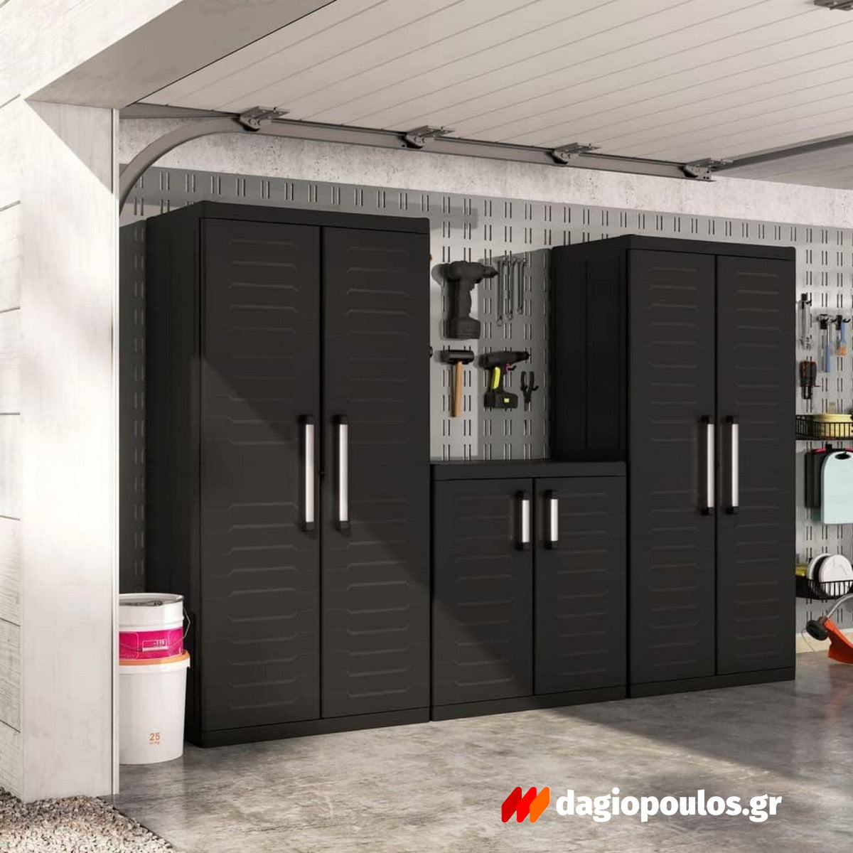 Keter Detroit Base XL Ντουλάπα Δίφυλλη Χαμηλή Με 2 Ράφια Μαύρη