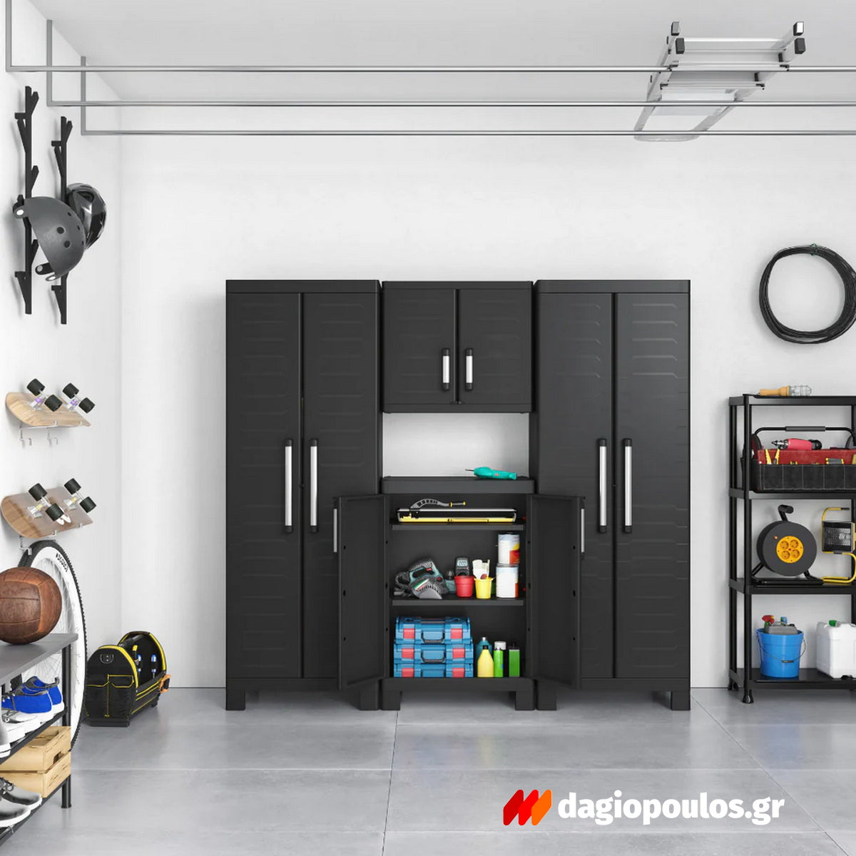 Keter Detroit Base XL Ντουλάπα Δίφυλλη Χαμηλή Με 2 Ράφια Μαύρη