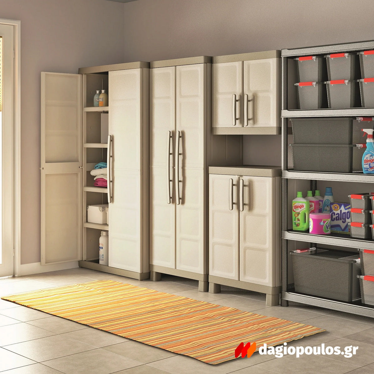 Keter Excellence Base XL Ντουλάπα Δίφυλλη Χαμηλή Με 2 Ράφια Μπεζ