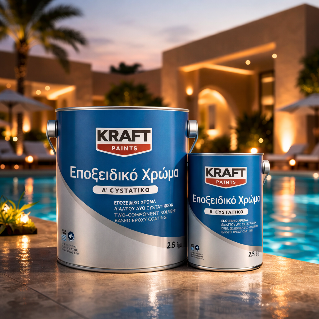 Kraft Pool Epoxy Εποξειδικό Χρώμα Πισίνας - Δεξαμενών Διαλύτου 2 Συστατικών ΓΑΛΑΖΙΟ