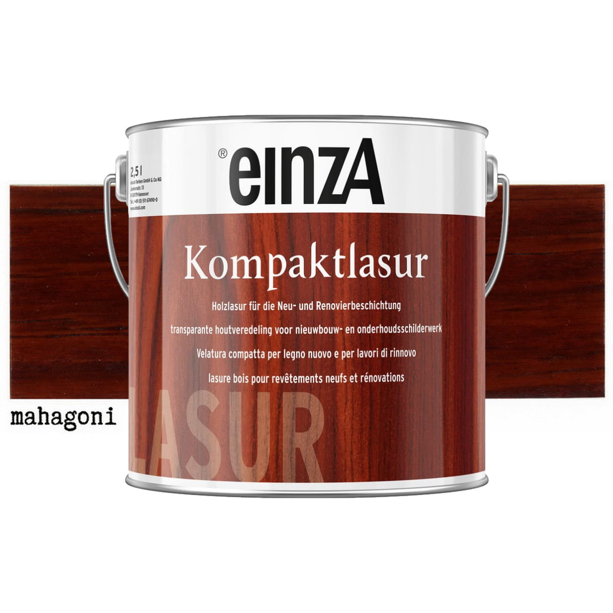 einzA Kompaktlasur Βερνίκι Εμποτισμού Προστασίας Ξύλου Διαλύτου ΜΑΟΝΙ (MAHAGONI)