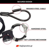 Master Lock 8275EURDPROBLK Κλειδαριά Ποδηλάτου Scooter Πατινιού Συρματόσκοινο Χειροπέδα Με Κλειδί 8mm x 100cm