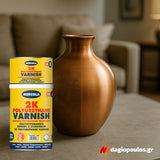 Mercola 2K Polyurethane Varnish Βερνίκι 2 Συστατικών Αλειφατικής Πολυουρεθάνης Διαλύτου Πολλαπλών Εφαρμογών ΣΑΤΙΝΕ
